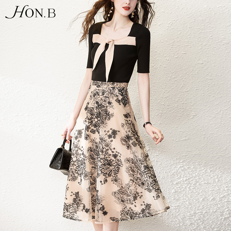 红贝缇春季亮片刺绣半裙两件套装