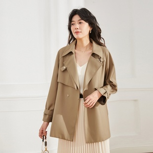 女韩版 设计感不对称宽松休闲气质中长款 女2024年新款 春装 风衣外套