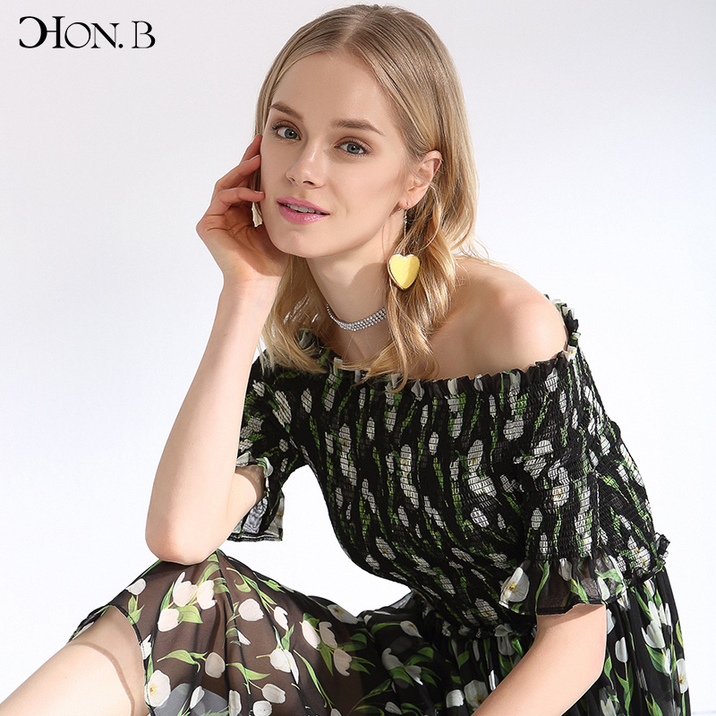 honb红贝缇夏季新款碎花连衣裙