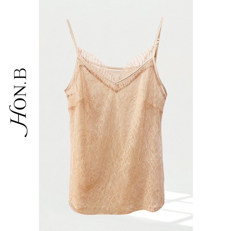 商场同款吊带红贝缇蕾丝背心百搭