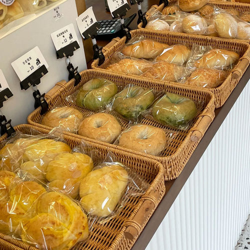 日式藤编面包盘双耳长方形托盘展示篮家用客厅零食糕点茶盘收纳筐