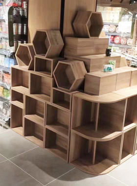 超市陈列道具木盒中岛组合堆头地堆展示架木条箱创意端架木框定制