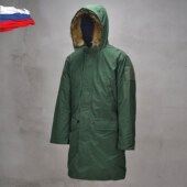 俄罗斯进口原品将官军大衣真毛领中长款 棉衣超轻透气保暖防寒棉服