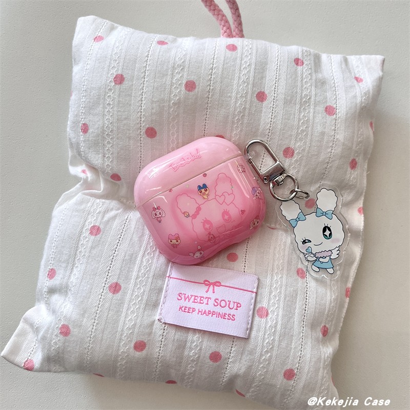 可爱粉色卡通拓麻耳机保护套