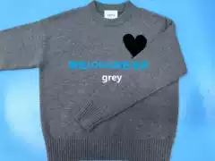 Black Big Heart Gray Sweater