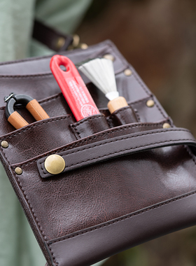 日本坂源牛皮工具腰包花剪包插花工具套装小原流花道剪刀花艺盆景