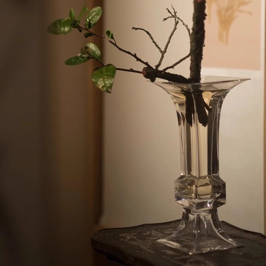 文人空间玻璃花觚新中式玻璃樽花道花器插花花艺花瓶花器