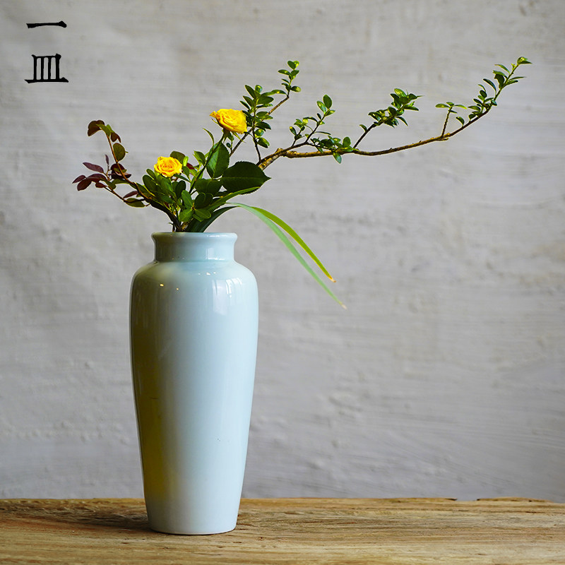 青瓷花瓶摆件柳瓶柳叶瓶陶瓷小原流中华花艺插花花道日式中式器皿,鲜花速递/花卉仿真/绿植园艺,花瓶,淘宝优惠券,粉丝福利购,淘宝优惠卷