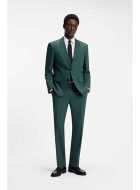 hugo boss 男款西服套装 修身羊毛混纺绿色 50569466