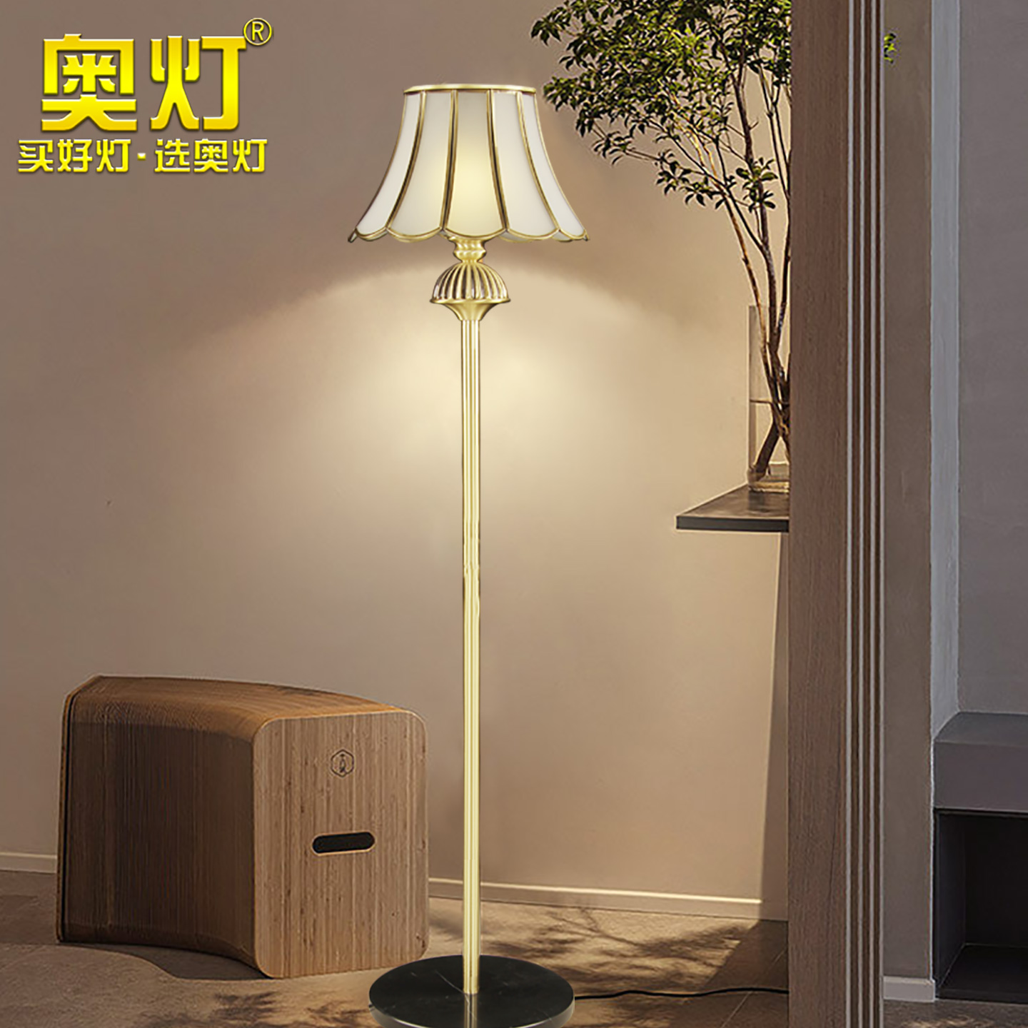 奥灯欧式客厅装饰全铜落地灯大气卧室床边书房立式台灯阅读L108