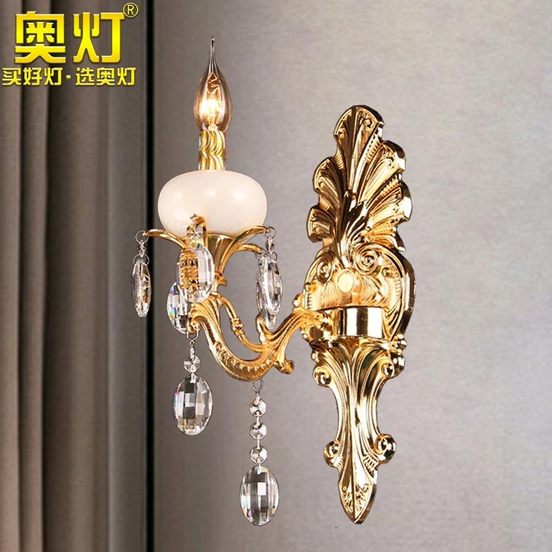 欧式玉石锌合金水晶壁灯具床头灯饰卧室过道灯云石灯镜前壁灯2491
