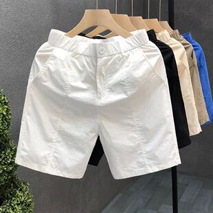 夏季洋气纯色短裤男款潮牌潮流薄款沙滩裤男士修身直筒外穿休闲裤