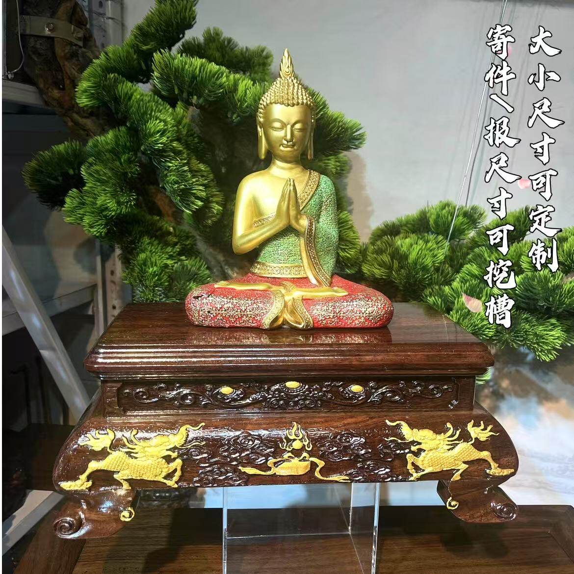 檀木实木麒麟雕刻底座玉玺木托玉石头摆件文玩底座工艺品木制