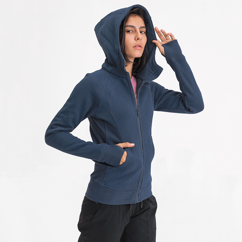 加绒保暖运动外套lulu连帽拉链