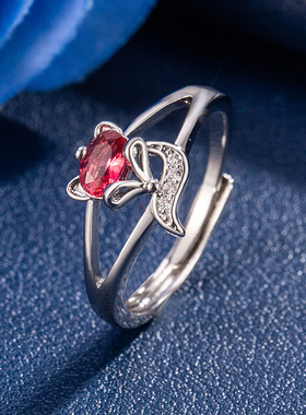 托帕石小狐狸开口戒指