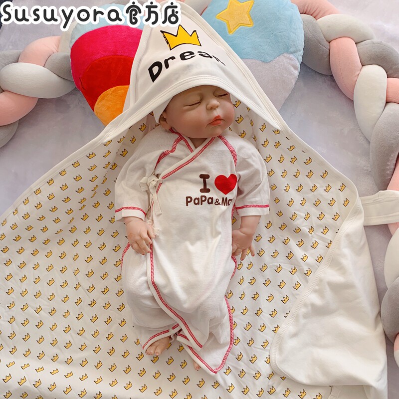 现货●包邮春秋泰迪熊新生儿婴儿宝宝全棉襁褓睡袋包被印花抱毯