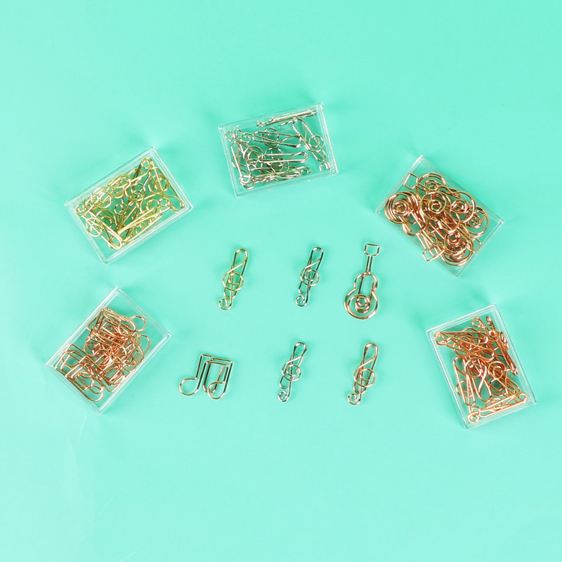 크리 에이 티브 금속 하이 노트 종이 클립 기타 악기 모양 미니 북마크 사무용품 음악 문구 선물