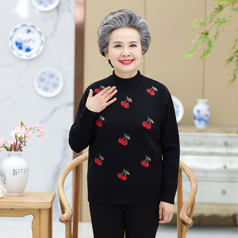 中老年春秋针织衫提花加肥加大毛