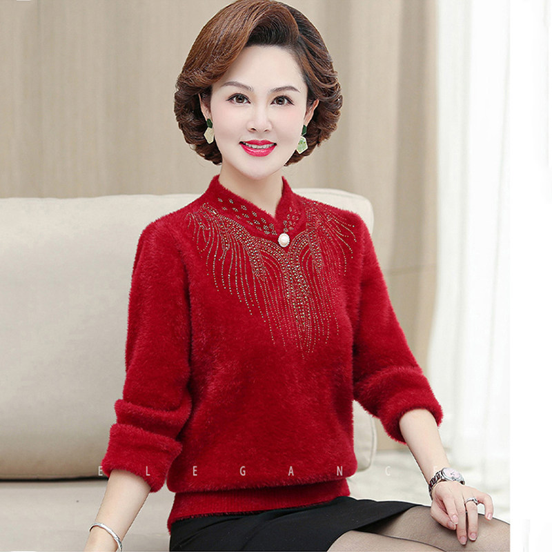 【擎苍鹰】中老年女装仿貂绒毛衣
