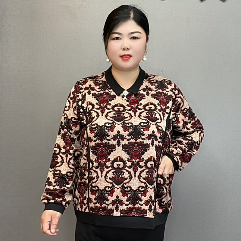 擎苍鹰春秋妈妈装新款加肥加大码