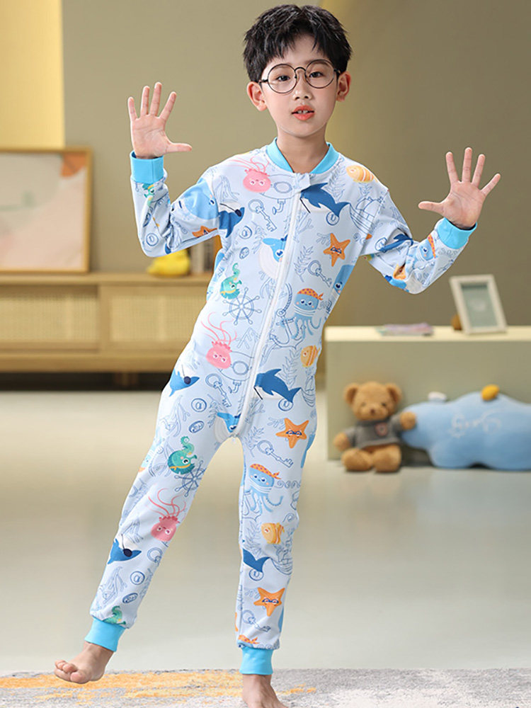 2024 NEW CHILDRENS ONE-PIECE PAJAMAS GIRLS SPRING AND AUTUMN COTTON BABY BOYS AND GIRLS ONE-PIECE PAJAMAS TO PREVENT COLD AUTUMN AND WINTER