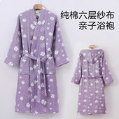 六层纯棉纱布浴袍女成人秋冬加厚睡袍吸水可穿式 浴巾浴衣中大童男