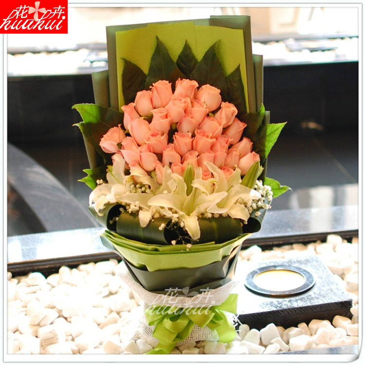 戴安娜粉玫瑰百合生日花束深圳鲜花速递罗湖福田南山同城送花上门|msdalam kategori penghantaran bunga/bunga simulasi/tumbuhan berkebun, penghantaran bunga (bandar) - dari Buy2taobao.com untuk memberikan perkhidmatan ejen Taobao profesional membeli