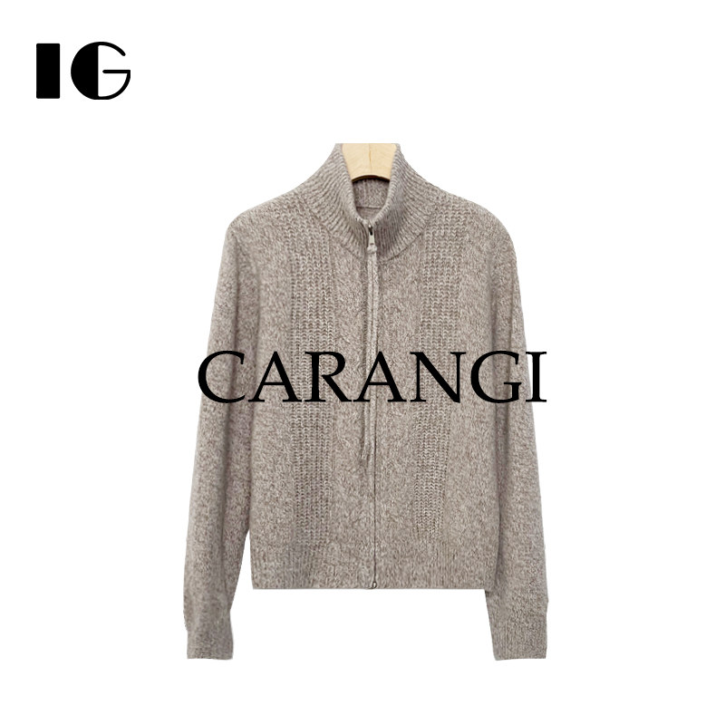CARANGI品牌-厚款纯色针织保暖毛针织衫女上衣时尚立领IG6861