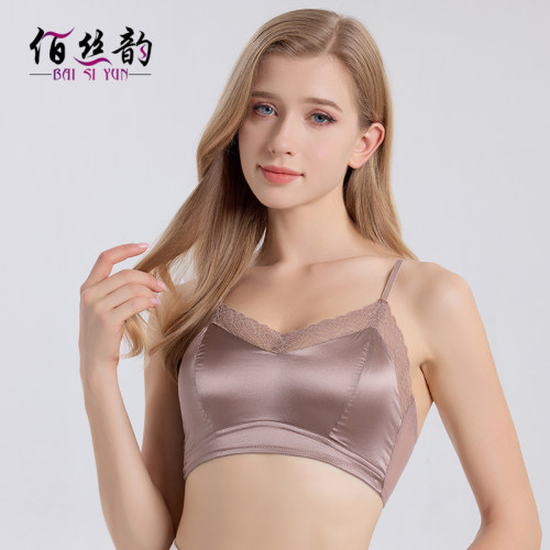 性感无钢圈桑蚕丝大胸显小文胸女