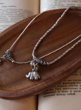 妖家 手工银饰 纯银小象款项链 泰国进口 YC168