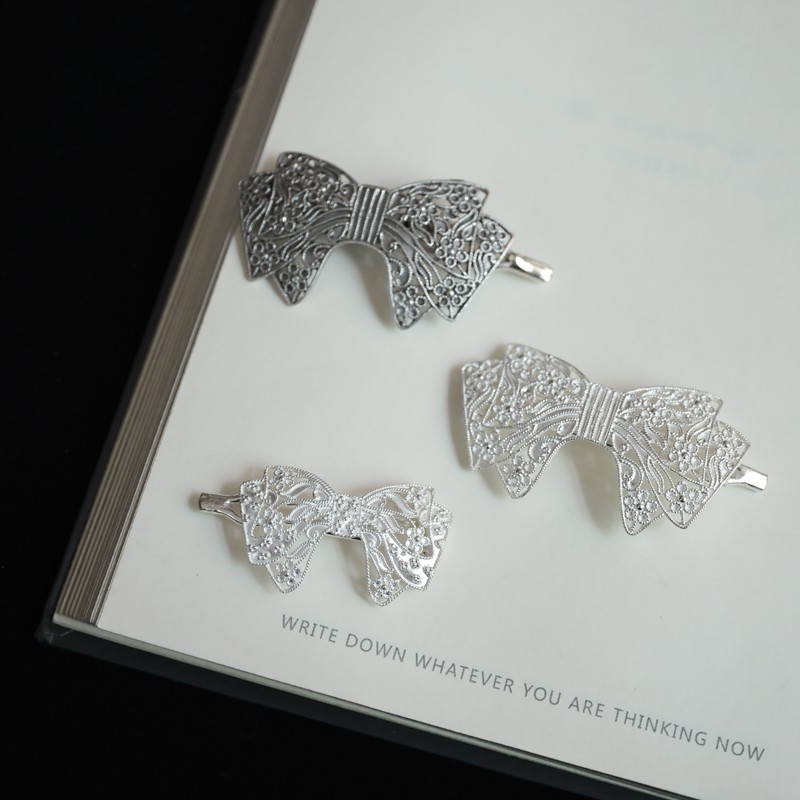泰国进口纯银蝴蝶结发夹