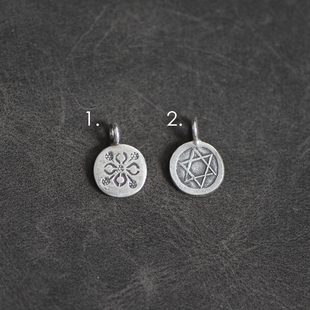 妖家 | 泰国手工银 纯银DIY配件 六芒星牌子吊坠 QC04