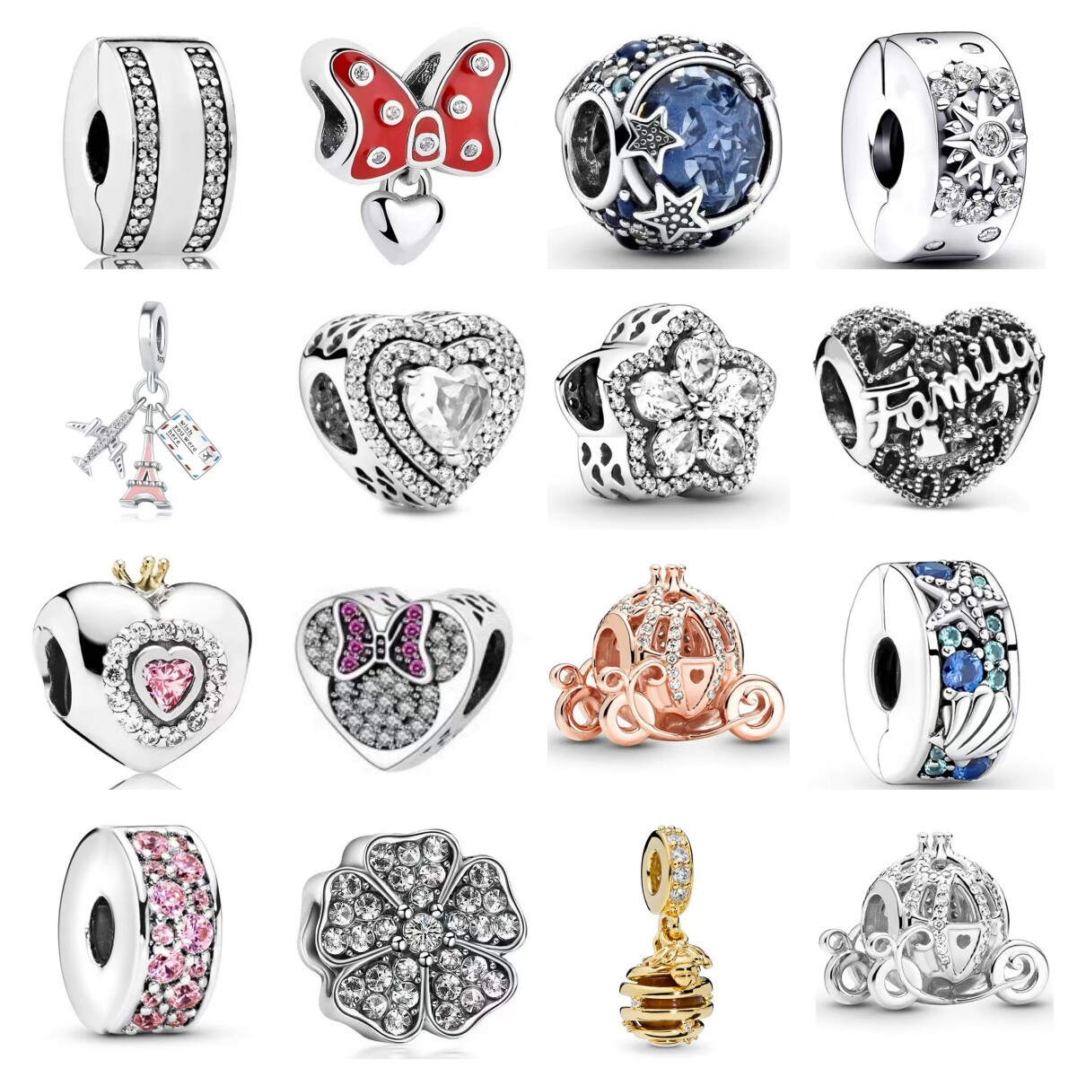 潘家款藏银镶钻串珠DIY配件