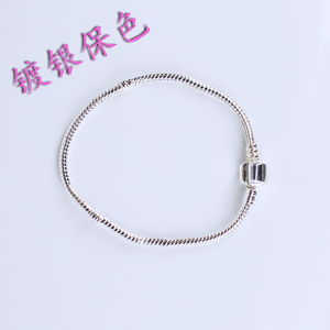 手工diy饰品配件 基础蛇骨手链女 大孔琉璃串珠通用 铜镀银保色