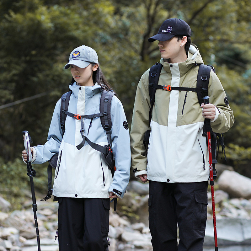 胖东来山系情侣冲锋衣秋冬季两件套户外防风防泼水外套防寒保暖工