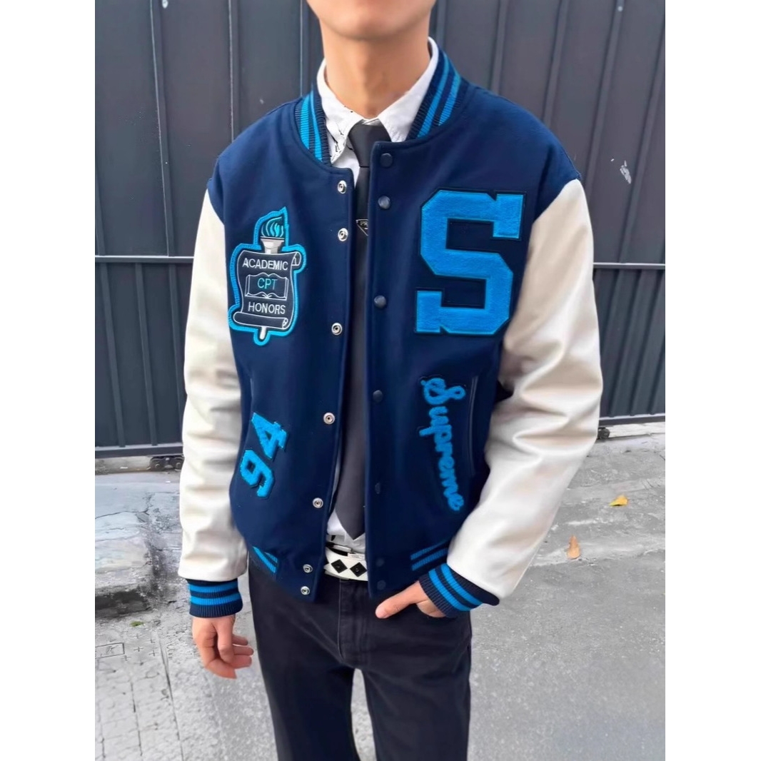 胖东来美式复古高街Sup25周年棒球服刺绣夹克男女同款vibe风修身