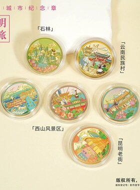 昆明景区纪念币文创伴手礼翠湖公园滇池云南民族村石林旅游纪念品
