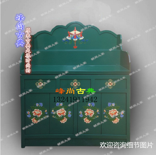 高档藏式手工彩绘古典佛柜 佛龛供桌立柜储物柜藏传密宗佛具