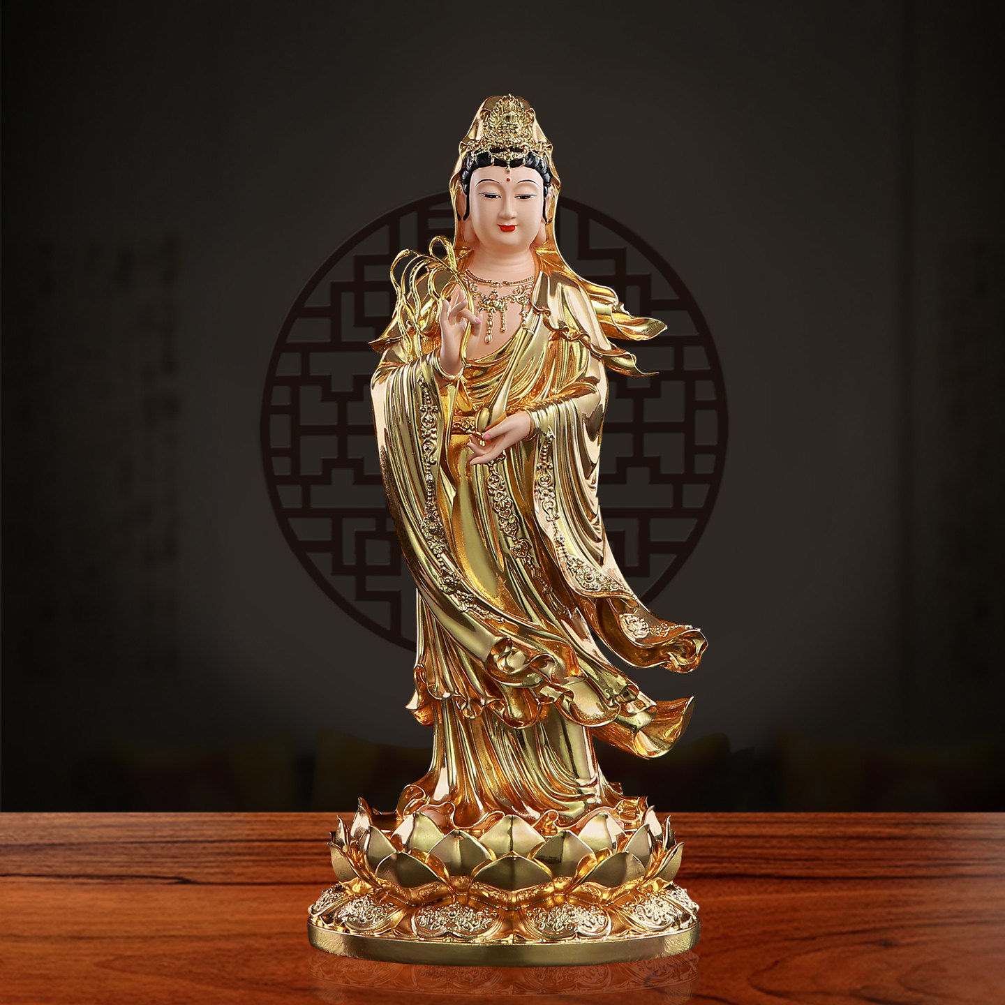 观音佛像南海观音娘娘家用店铺供奉树脂摆件站像滴水观世音菩萨像