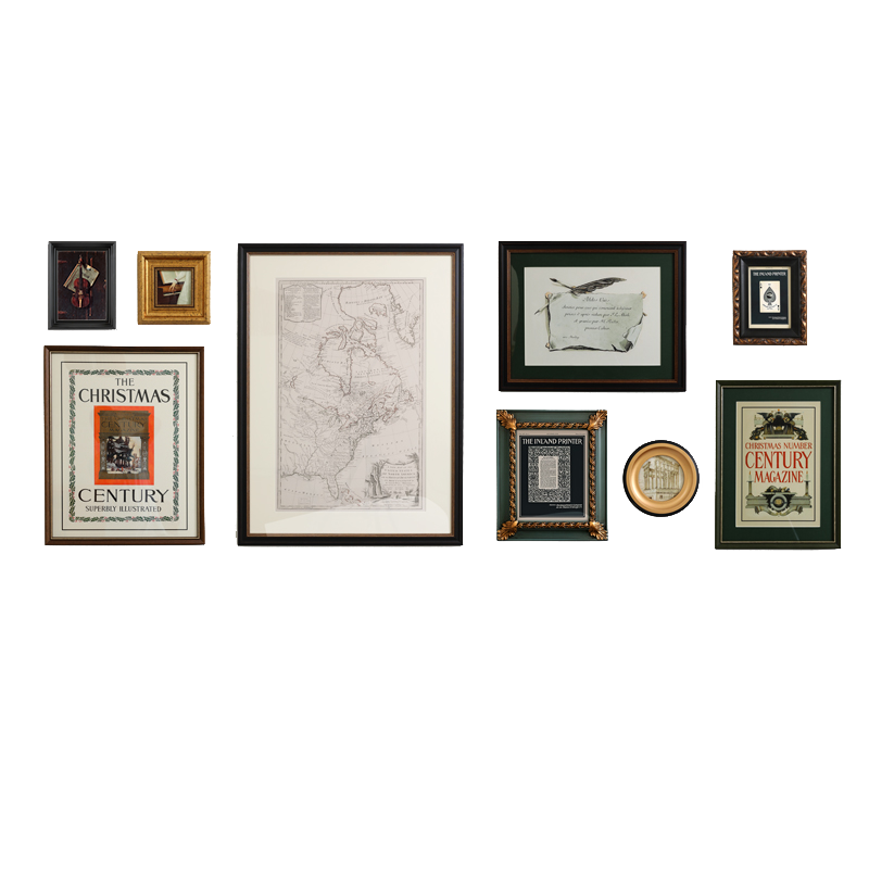 斯柏达美式复古地图客餐厅沙发背景墙装饰画组合中古边柜挂画壁画