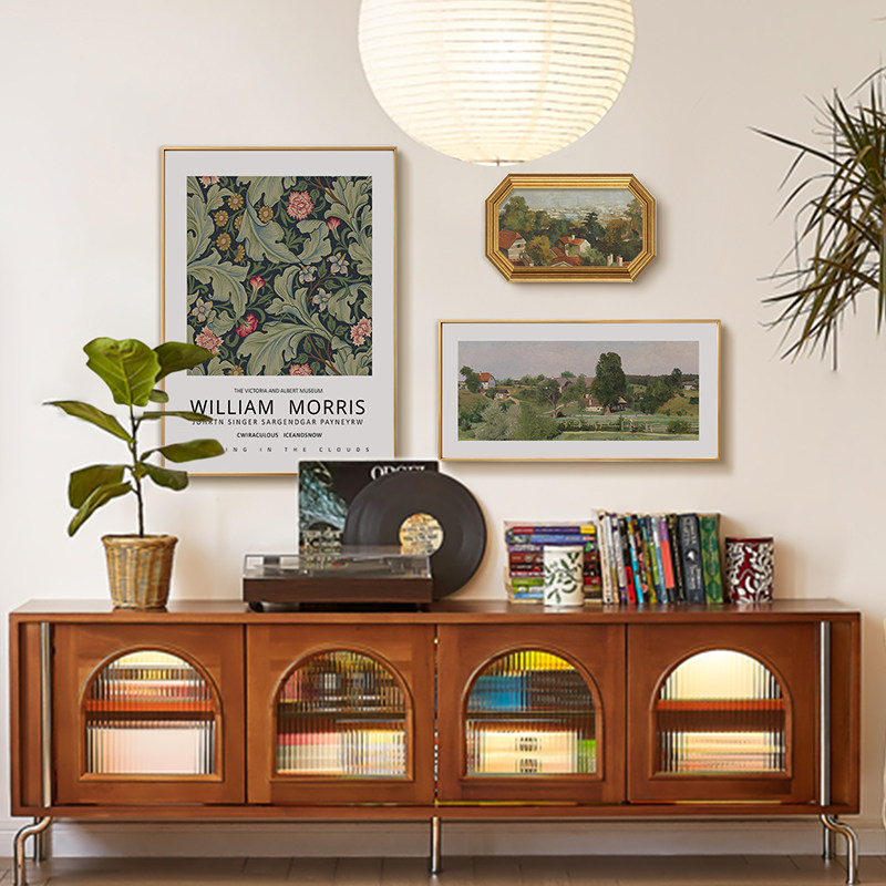 斯柏达威廉莫里斯北欧餐厅装饰画客厅边柜高级感挂画卧室床头壁画