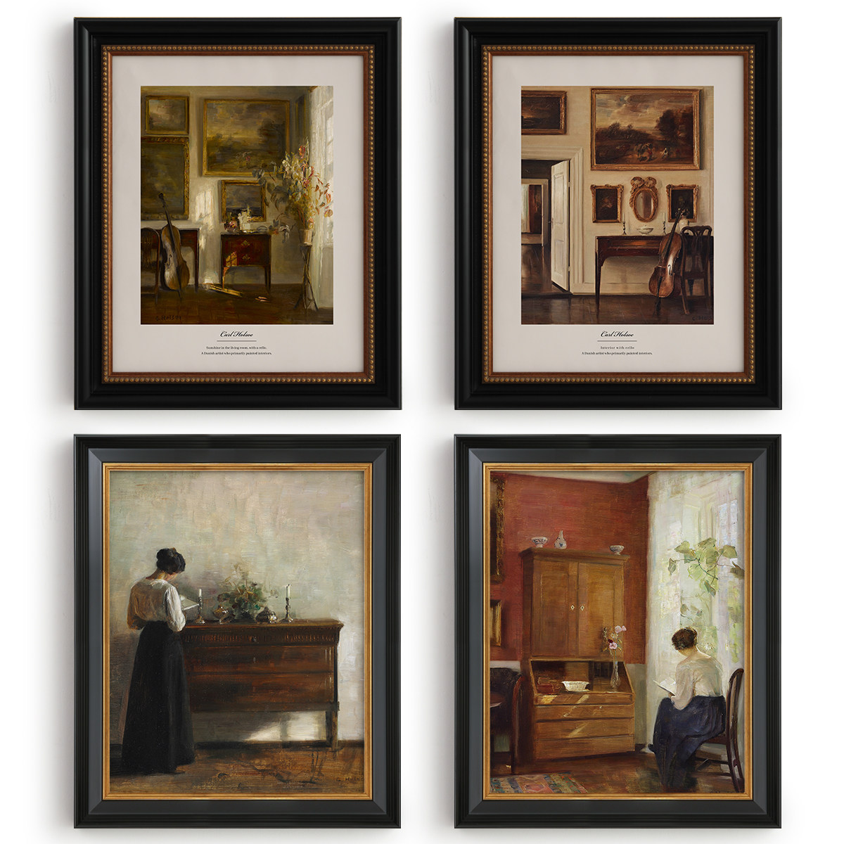 霍尔斯丹麦画家复古挂画卧室背景墙画法式人物装饰画客厅餐厅壁画