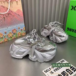 厚底增高小个子34码包头半拖女鞋春秋老爹鞋2025新款拖鞋运动鞋子