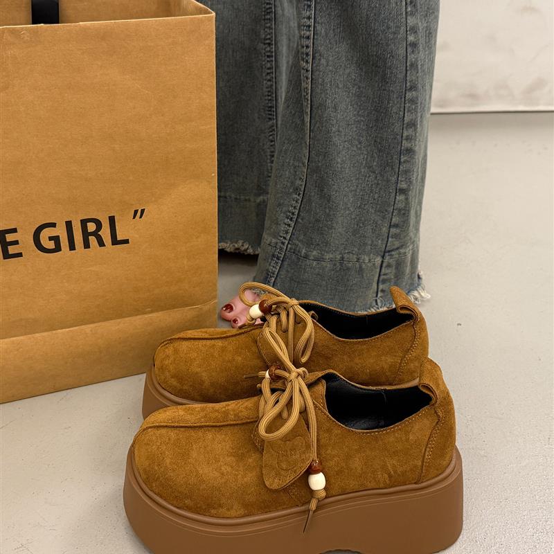 法式百搭系带单鞋女覆古厚底增高勃肯鞋2025新款夏季玛丽珍松糕鞋