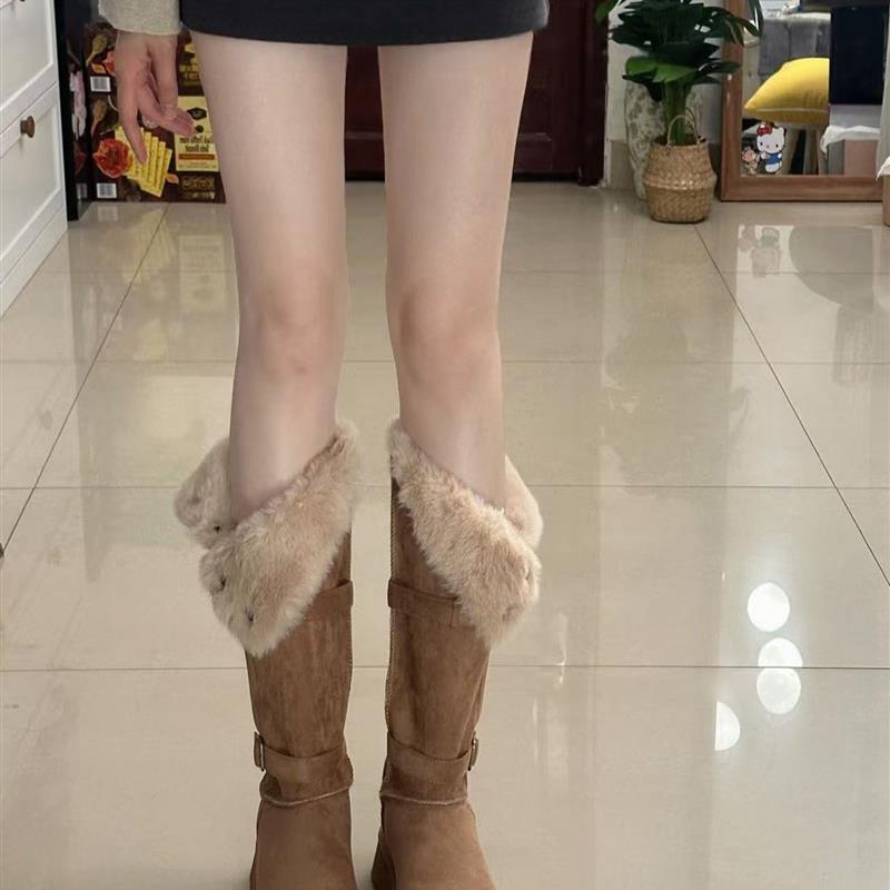 厚底加绒雪地靴女款2025新款冬季防水防滑加厚保暖棉鞋高筒长筒靴