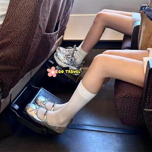 法式绝美内增高玛丽珍鞋女2026夏季新款平底浅口单鞋银色芭蕾舞鞋