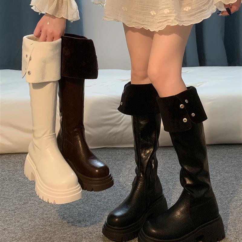靴子女长筒靴2025新款秋季超火时尚爆款加绒两穿高筒骑士靴