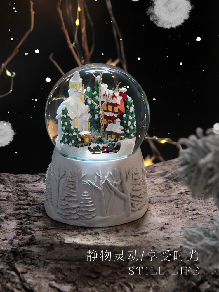 CEDAR SHOP과 동일한 수정구슬 뮤직 박스 뮤직 박스 눈 덮인 숲 집 램프 소녀들을 위한 창의적인 생일 선물