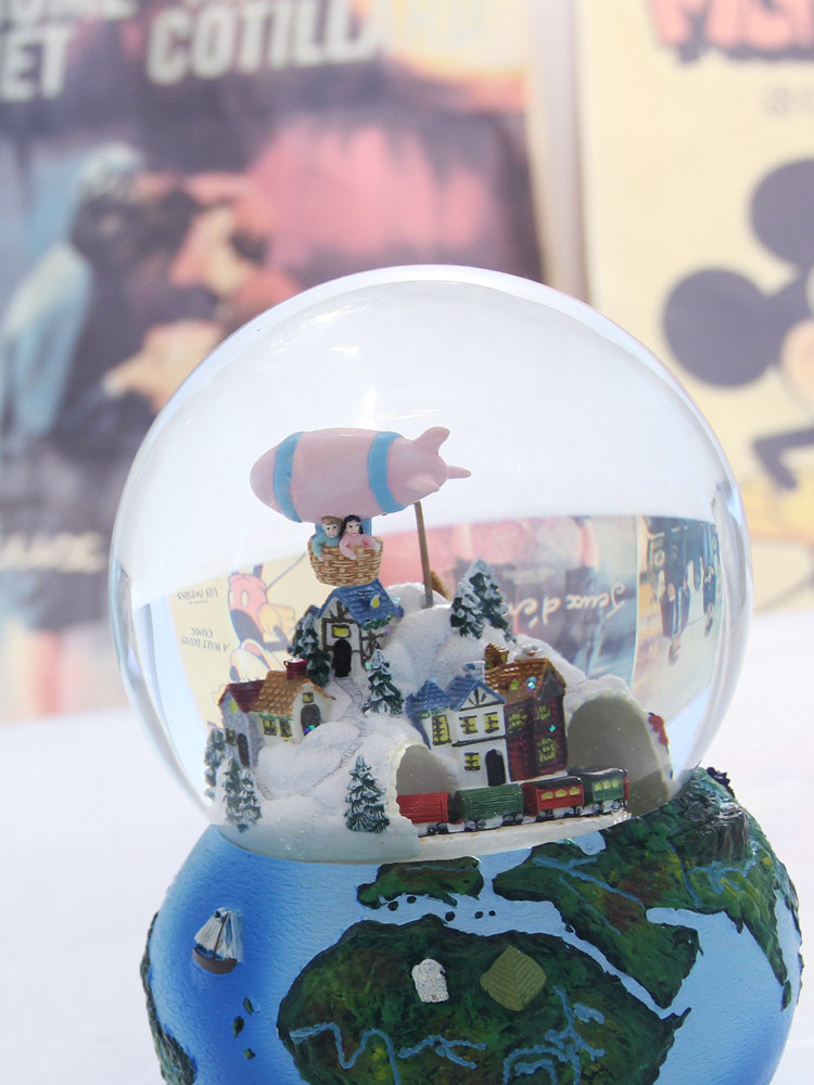 미국 뮤직 박스 회전 뮤직 박스 눈송이 떨어지는 판타지 램프 크리스탈 공 하늘 도시 소녀 생일 선물