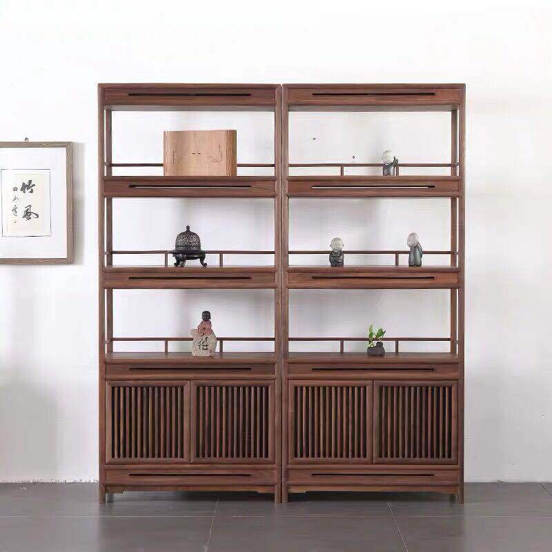 新中式展示架商品陈列货架多宝阁实木博古架茶叶茶具置物架书架